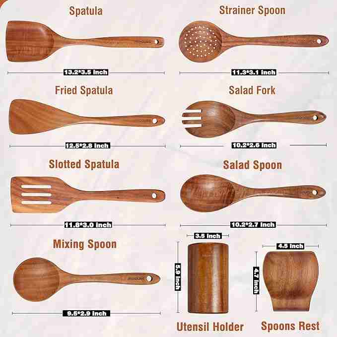Wooden Utensil Set - 9 pcs - Image 2