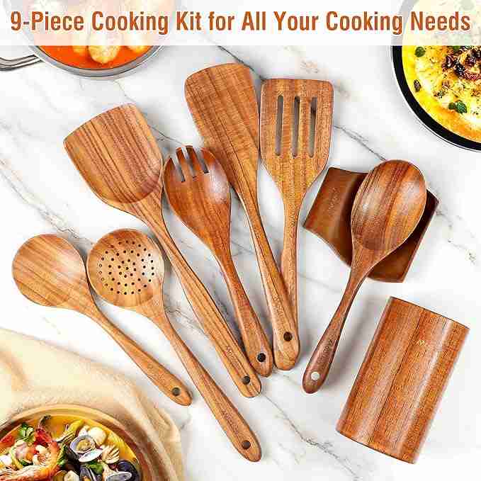 Wooden Utensil Set - 9 pcs - Image 5